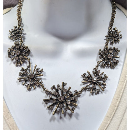Vintage Loft Crystal Burst Snowflake Statement Necklace