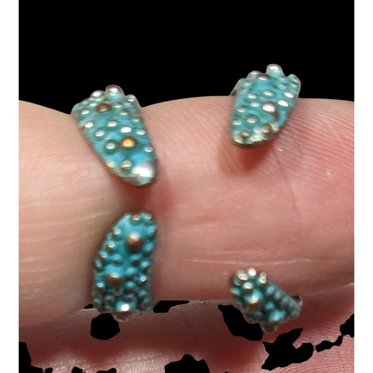Whimsical Mermaidcore Starfish Wrap Ring Blue And Silver Tone
