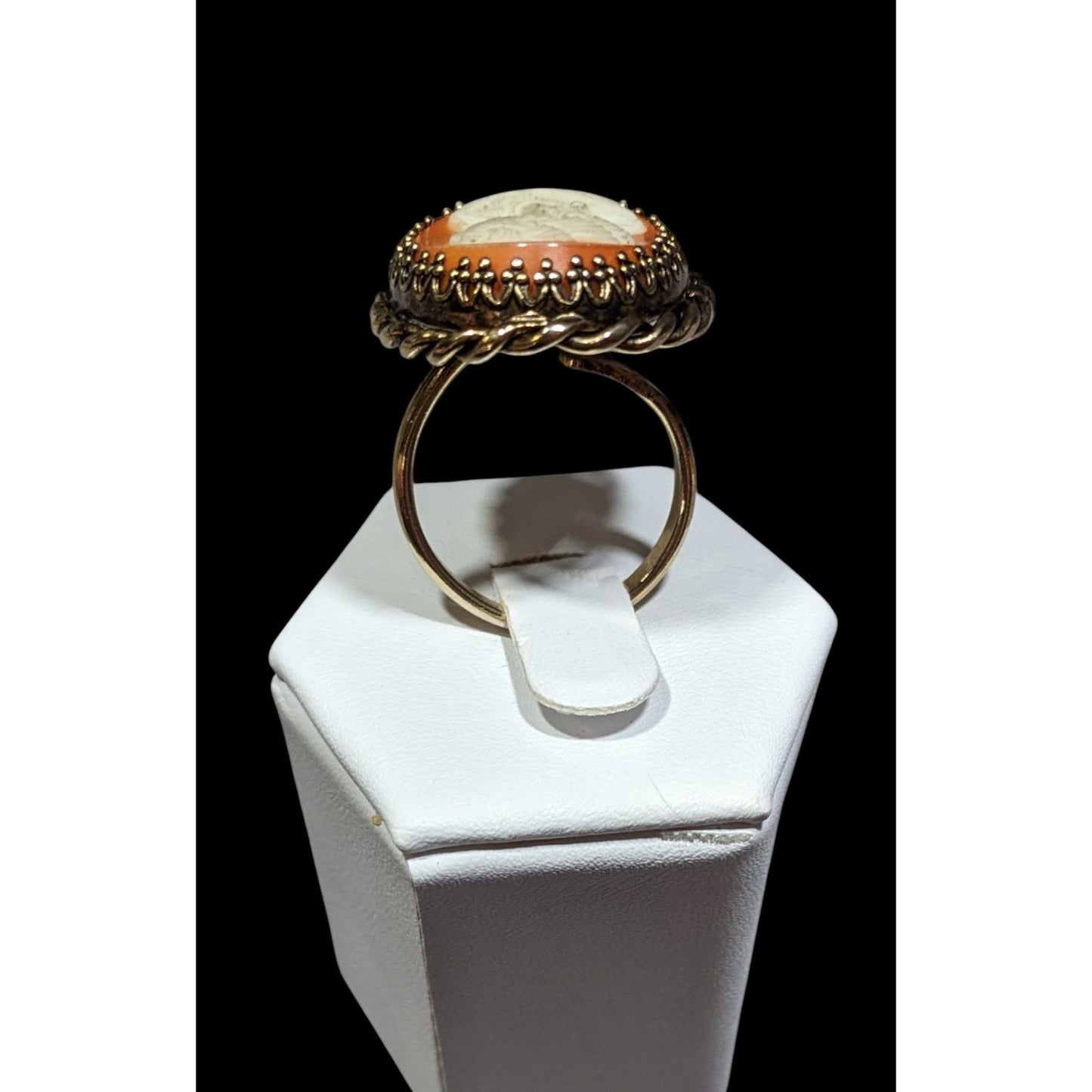 Vintage Cameo Ring Victorian Style Gold Tone Adjustable 7.5