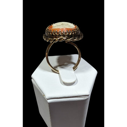 Vintage Cameo Ring Victorian Style Gold Tone Adjustable 7.5