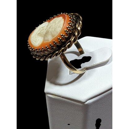 Vintage Cameo Ring Victorian Style Gold Tone Adjustable 7.5