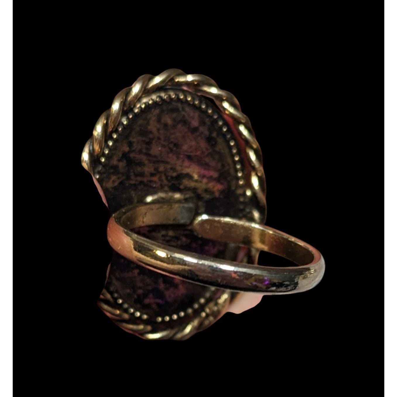 Vintage Cameo Ring Victorian Style Gold Tone Adjustable 7.5