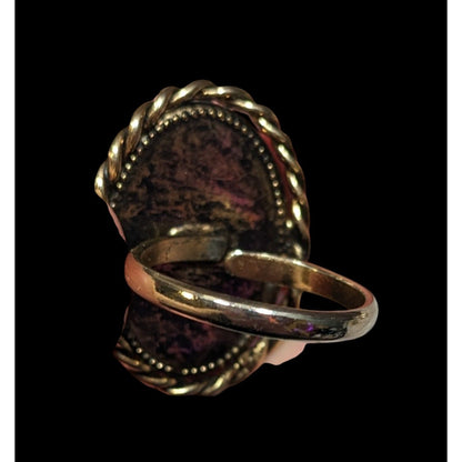 Vintage Cameo Ring Victorian Style Gold Tone Adjustable 7.5