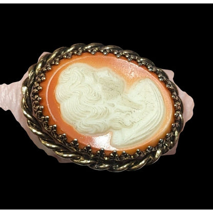 Vintage Cameo Ring Victorian Style Gold Tone Adjustable 7.5