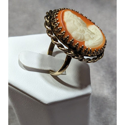 Vintage Cameo Ring Victorian Style Gold Tone Adjustable 7.5