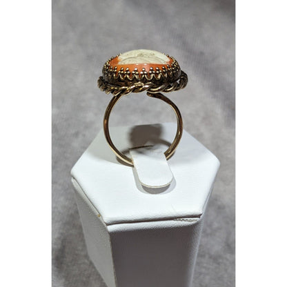 Vintage Cameo Ring Victorian Style Gold Tone Adjustable 7.5