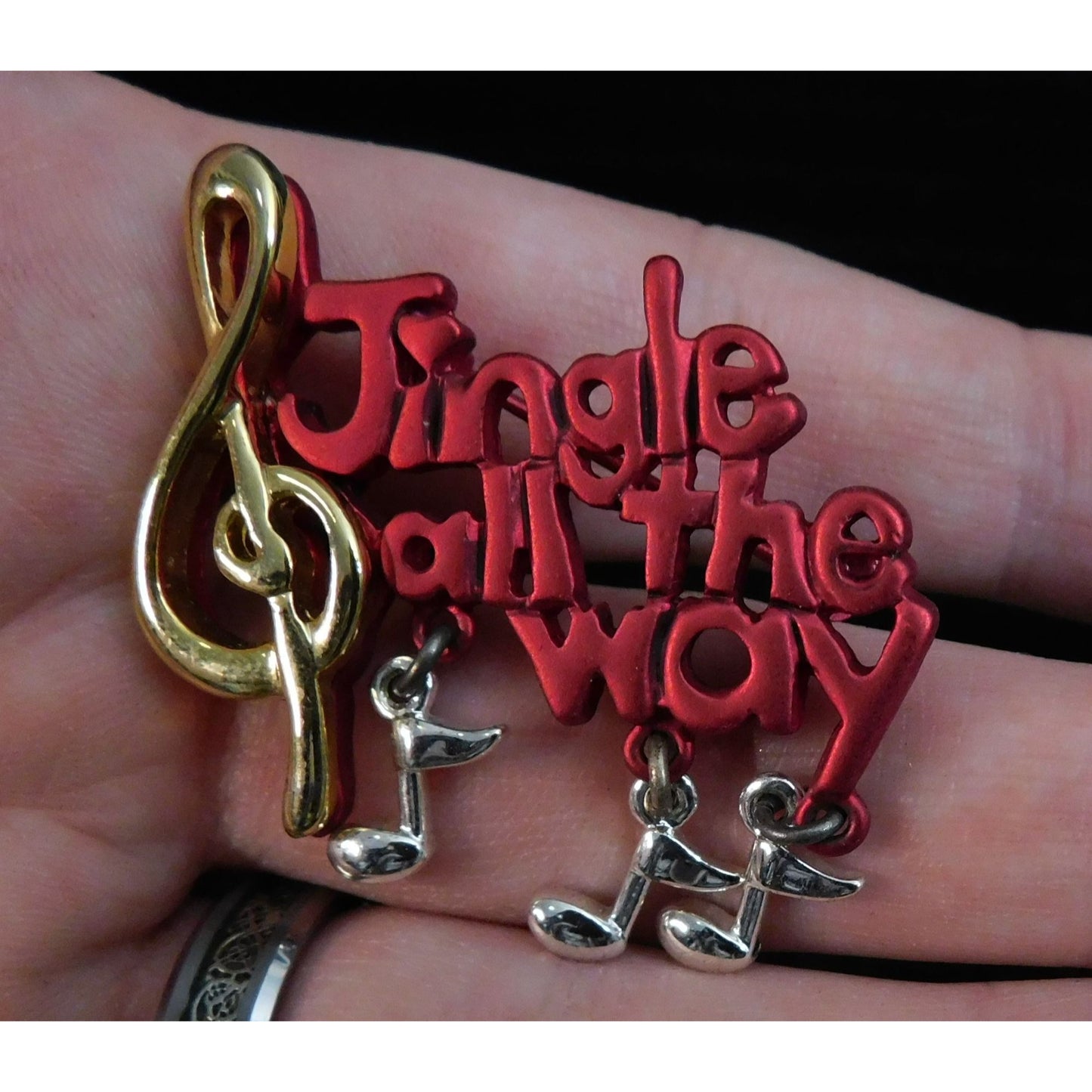 Vintage Jingle All The Way Music Note Brooch