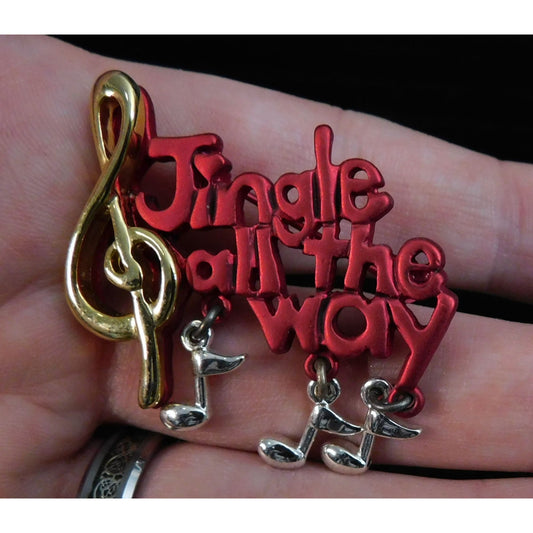 Vintage Jingle All The Way Music Note Brooch