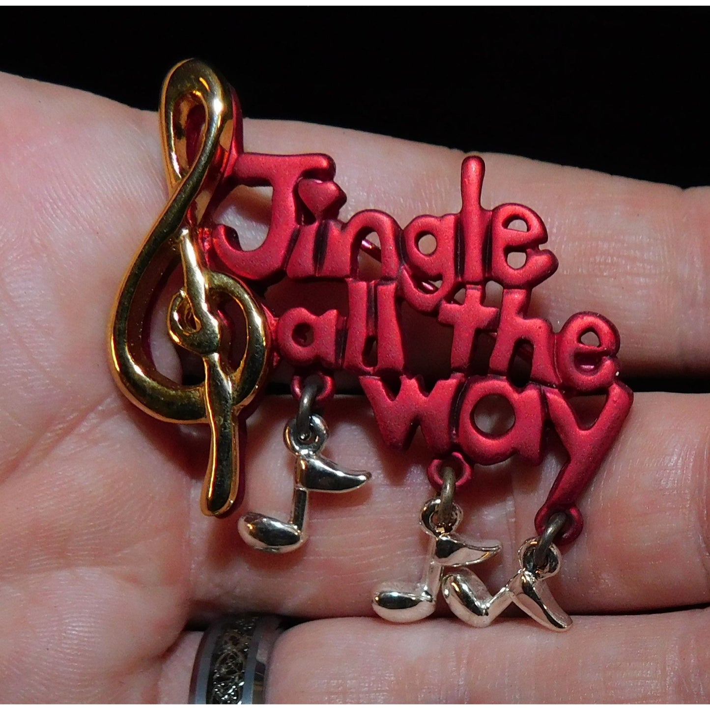 Vintage Jingle All The Way Music Note Brooch