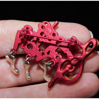 Vintage Jingle All The Way Music Note Brooch