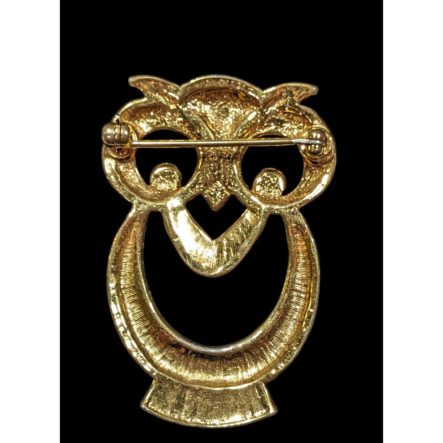 Vintage Nature Inspired Gold Tone Open Owl Brooch