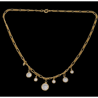 Boho Gold Figaro Chain Crystal Dangle Necklace Y2K Romantic Glam Jewelry