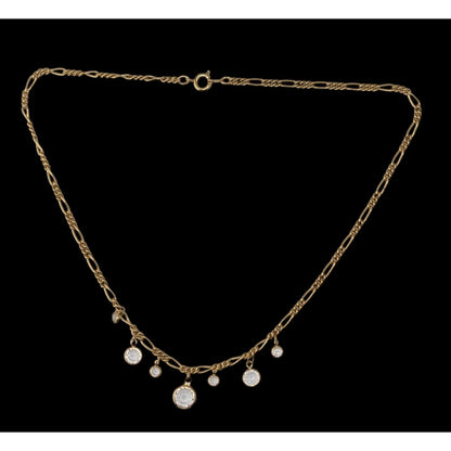 Boho Gold Figaro Chain Crystal Dangle Necklace Y2K Romantic Glam Jewelry