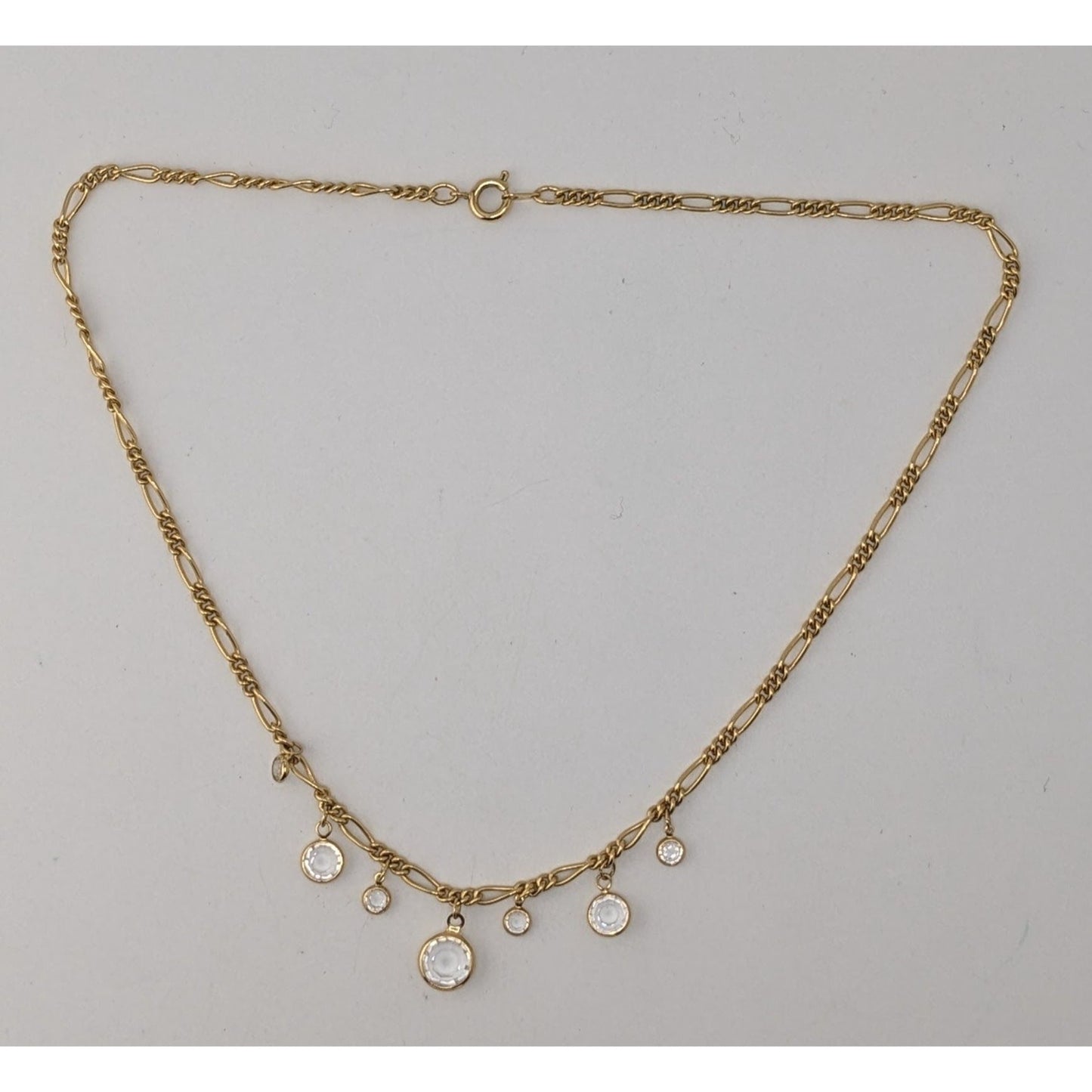Boho Gold Figaro Chain Crystal Dangle Necklace Y2K Romantic Glam Jewelry