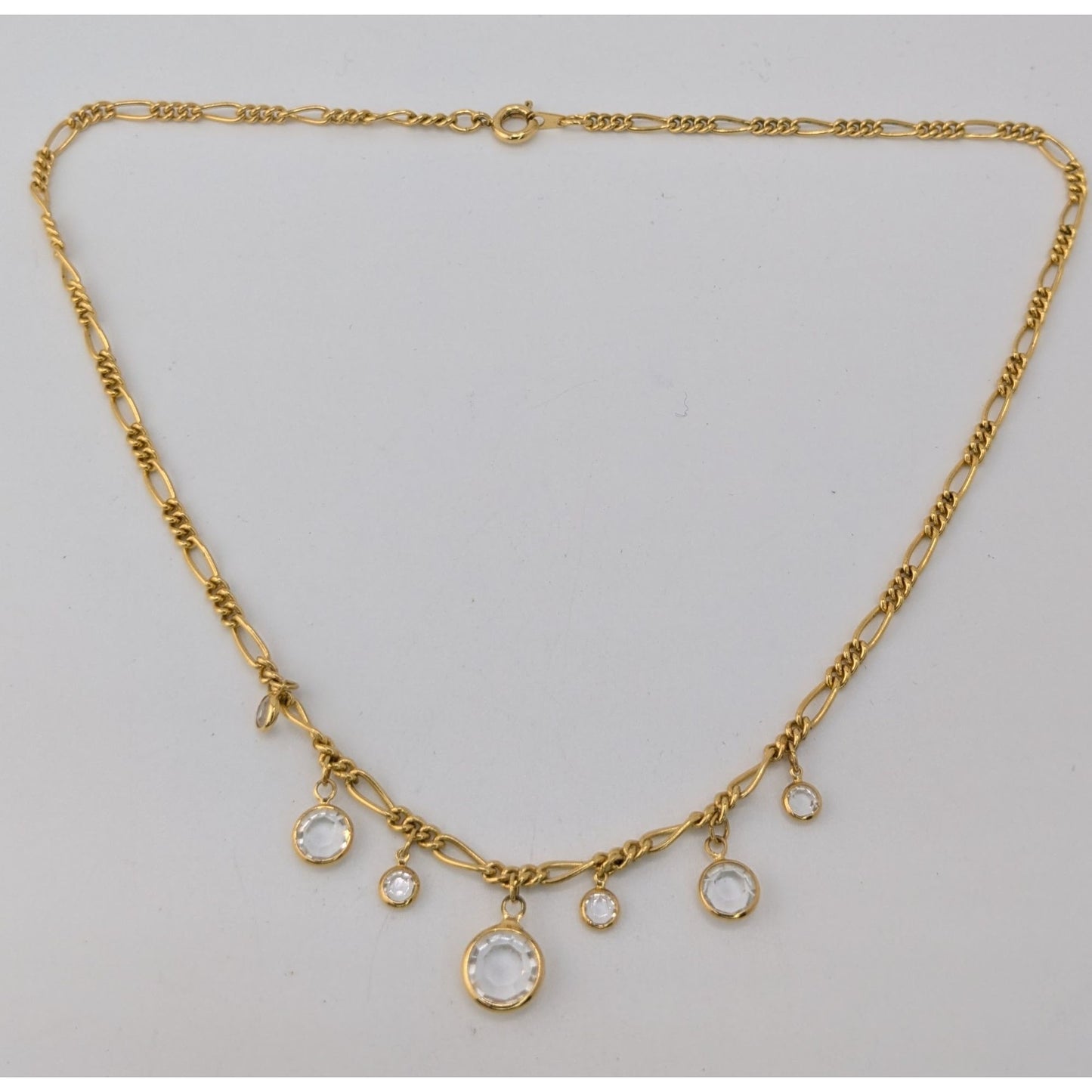 Boho Gold Figaro Chain Crystal Dangle Necklace Y2K Romantic Glam Jewelry