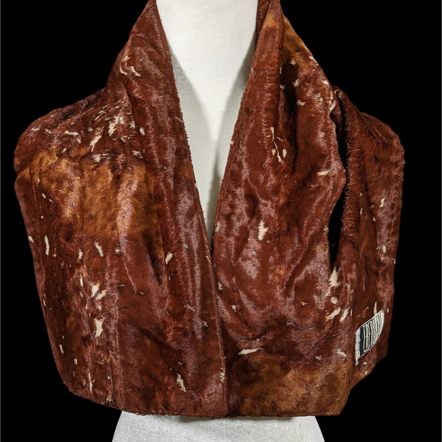 Vintage 80s Fred Bare Brown Faux Fur Scarf Made In England