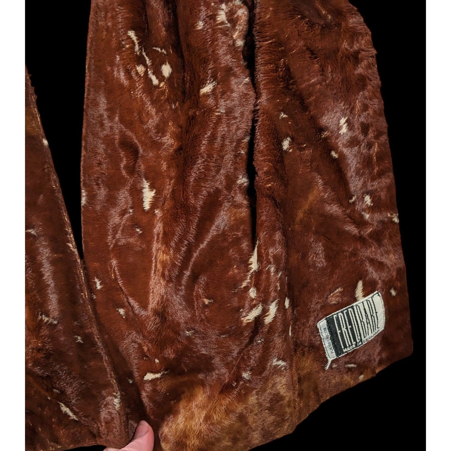 Vintage 80s Fred Bare Brown Faux Fur Scarf Made In England