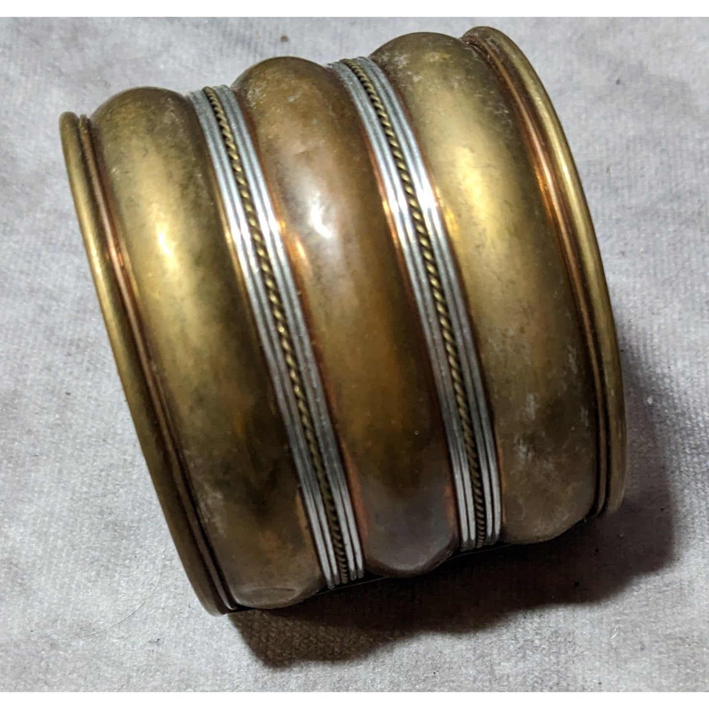 Vintage Layered Bronze And Silver Tone Cuff Bracelet