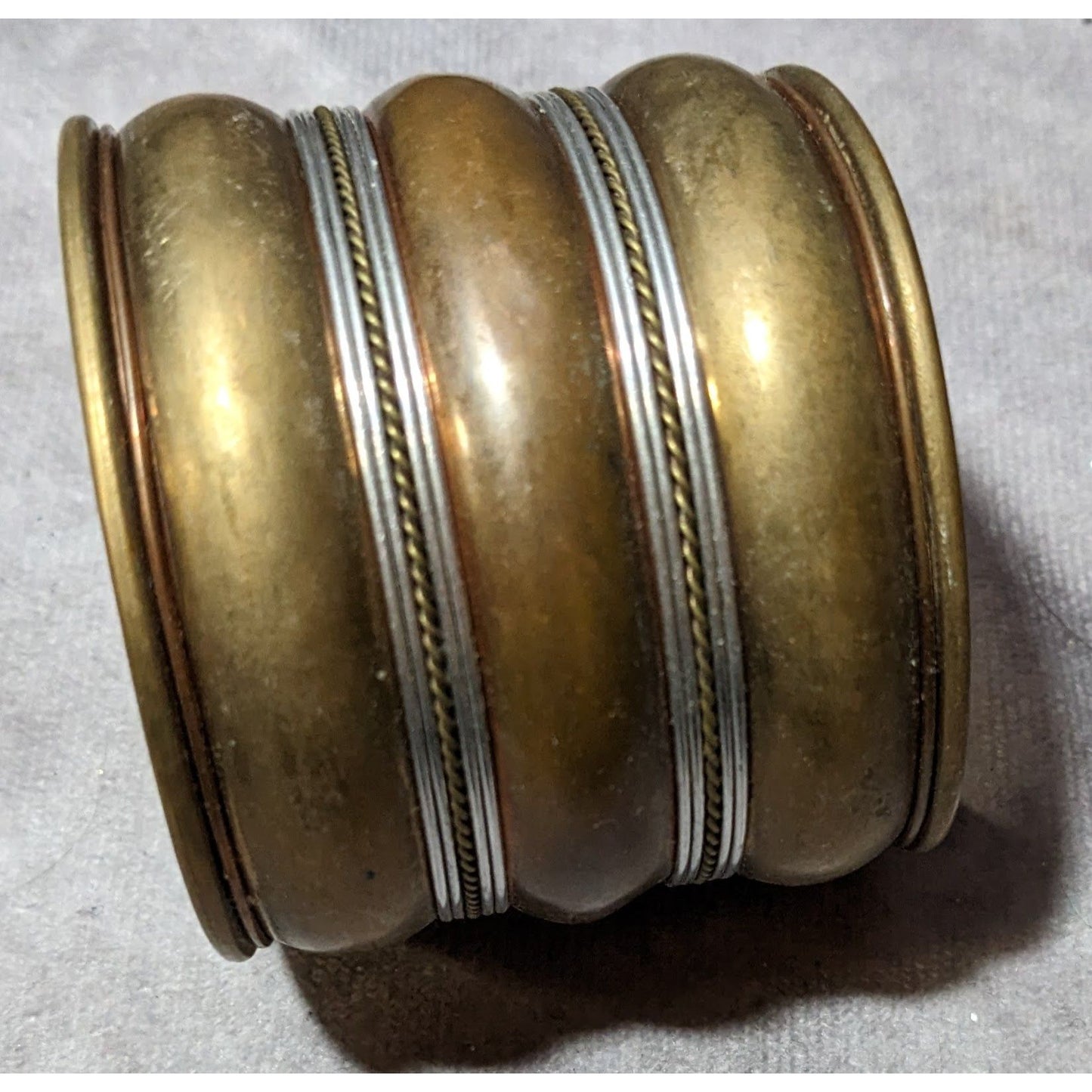 Vintage Layered Bronze And Silver Tone Cuff Bracelet