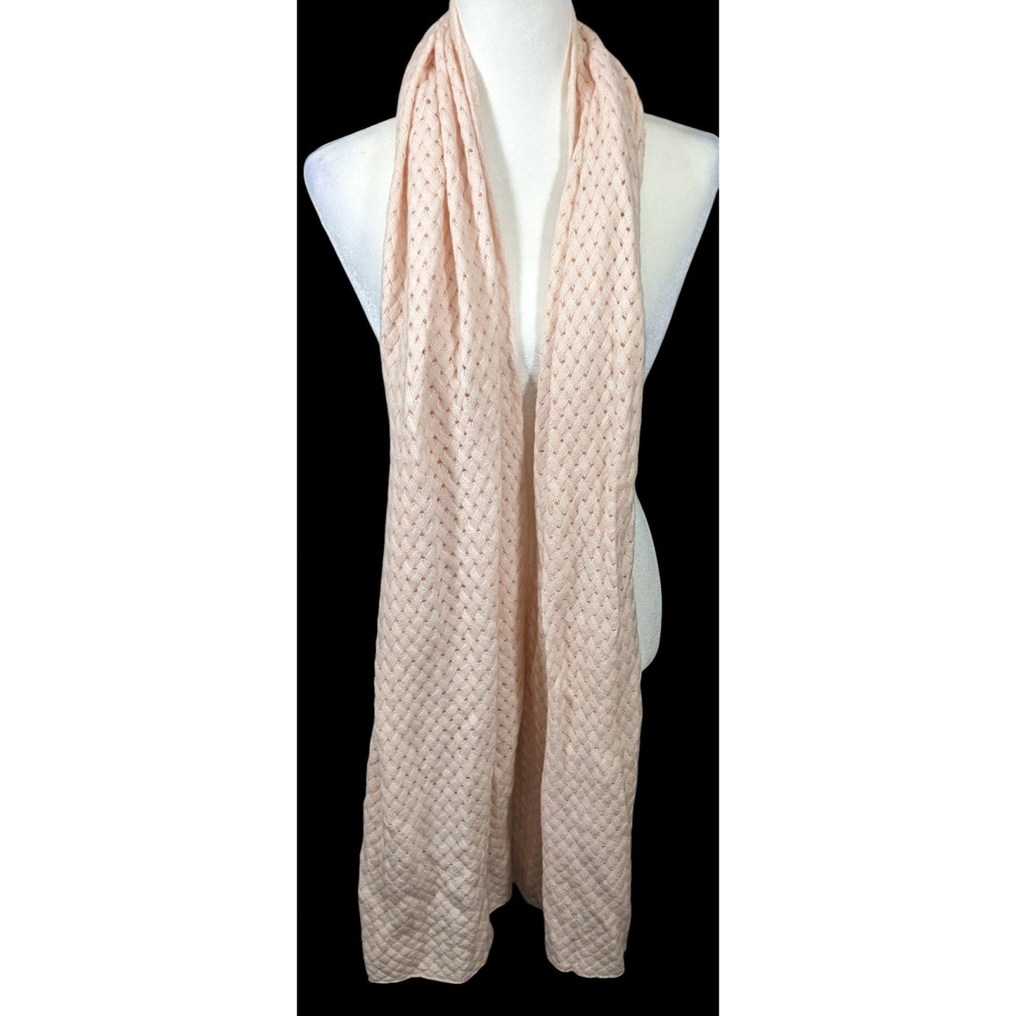 Preppy J.Crew Pale Peach Braided Knit Wool Scarf
