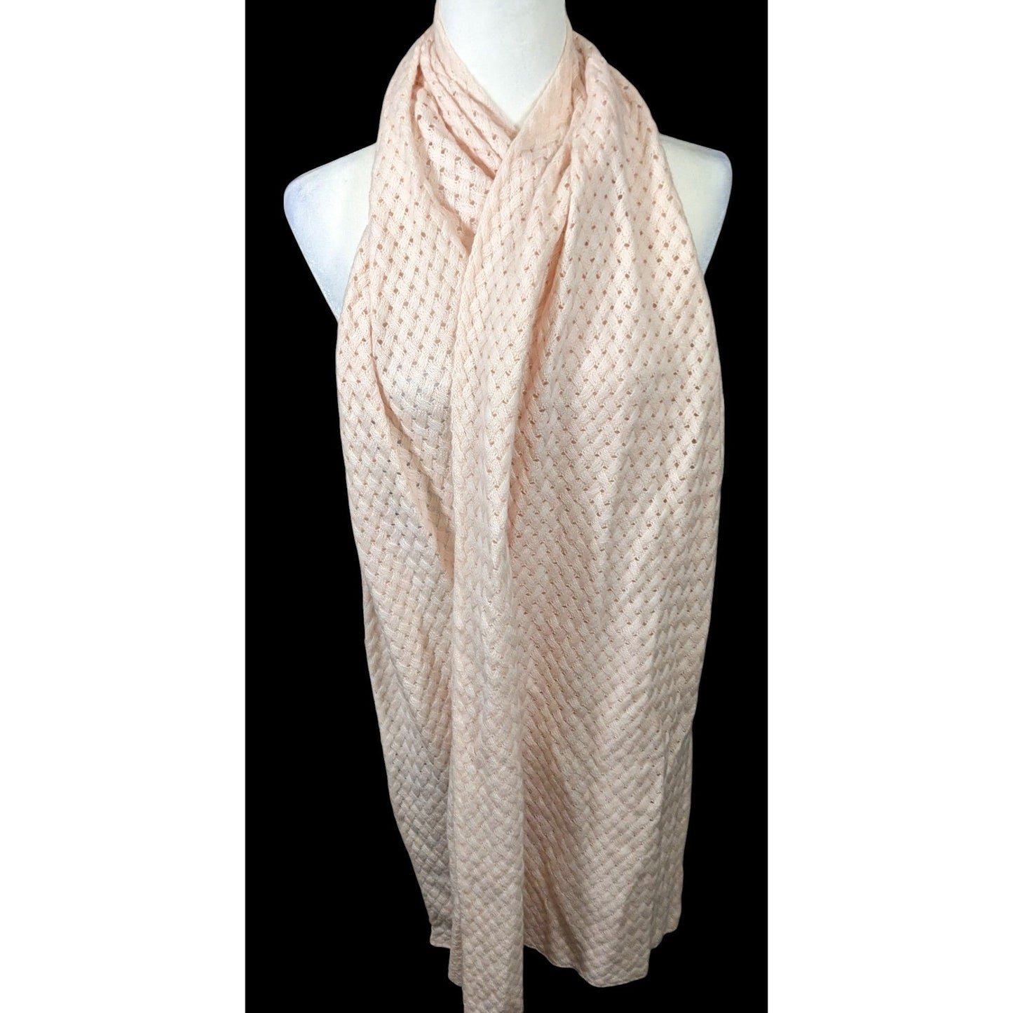 Preppy J.Crew Pale Peach Braided Knit Wool Scarf