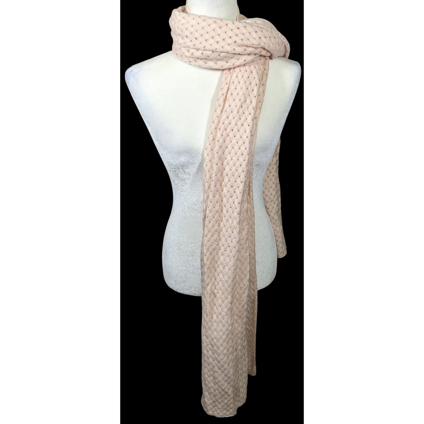 Preppy J.Crew Pale Peach Braided Knit Wool Scarf