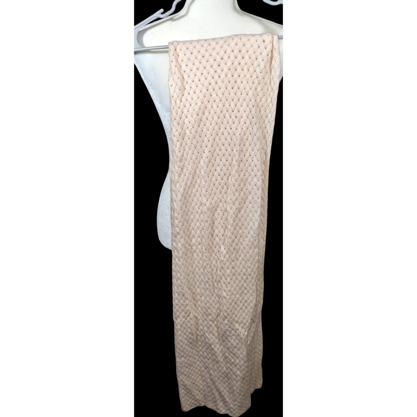 Preppy J.Crew Pale Peach Braided Knit Wool Scarf