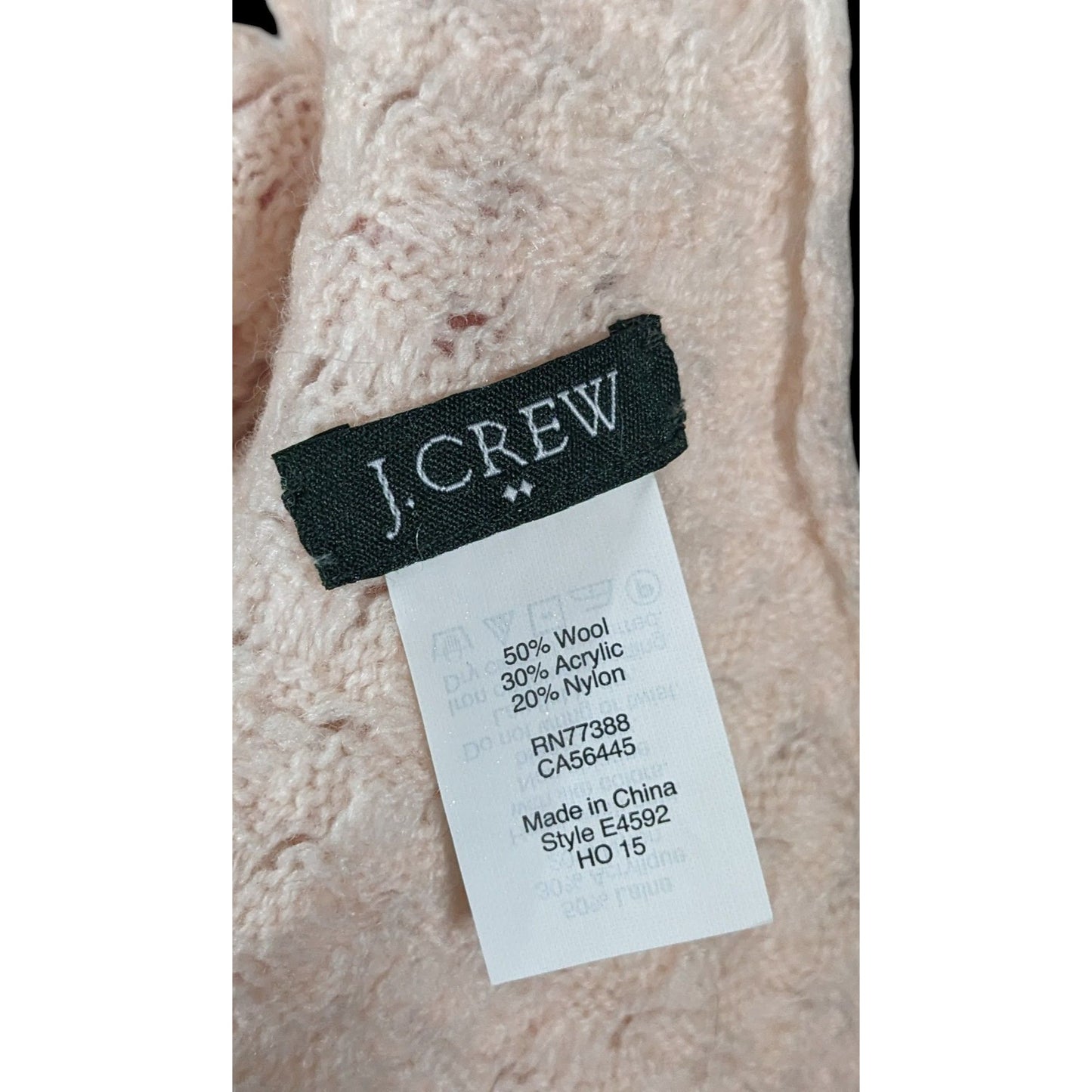 Preppy J.Crew Pale Peach Braided Knit Wool Scarf