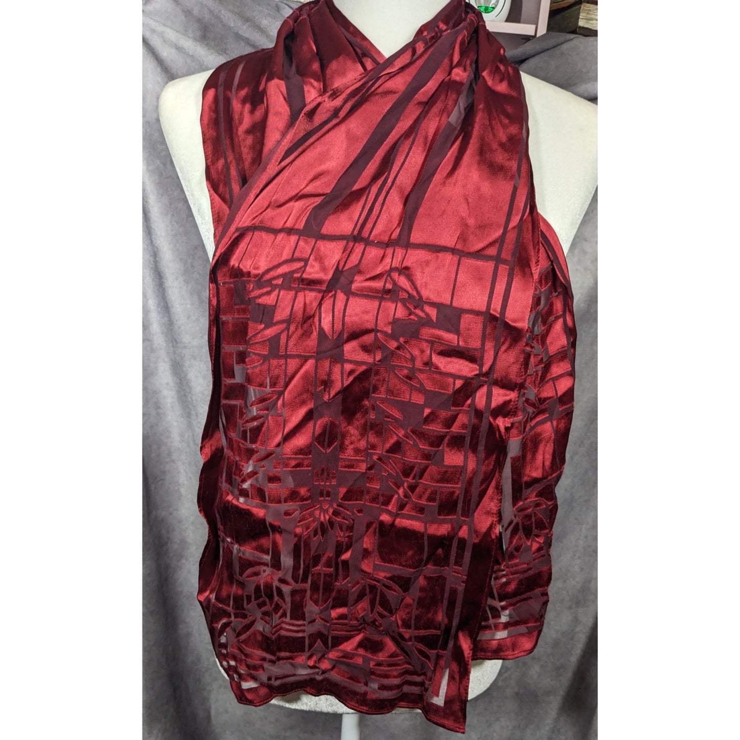 MOMA Officially Licensed Frank Lloyd Wright Red Burnout Scarf