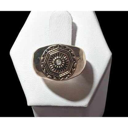 Celestial Sun Gold Tone Signet Ring Size 5 1/2