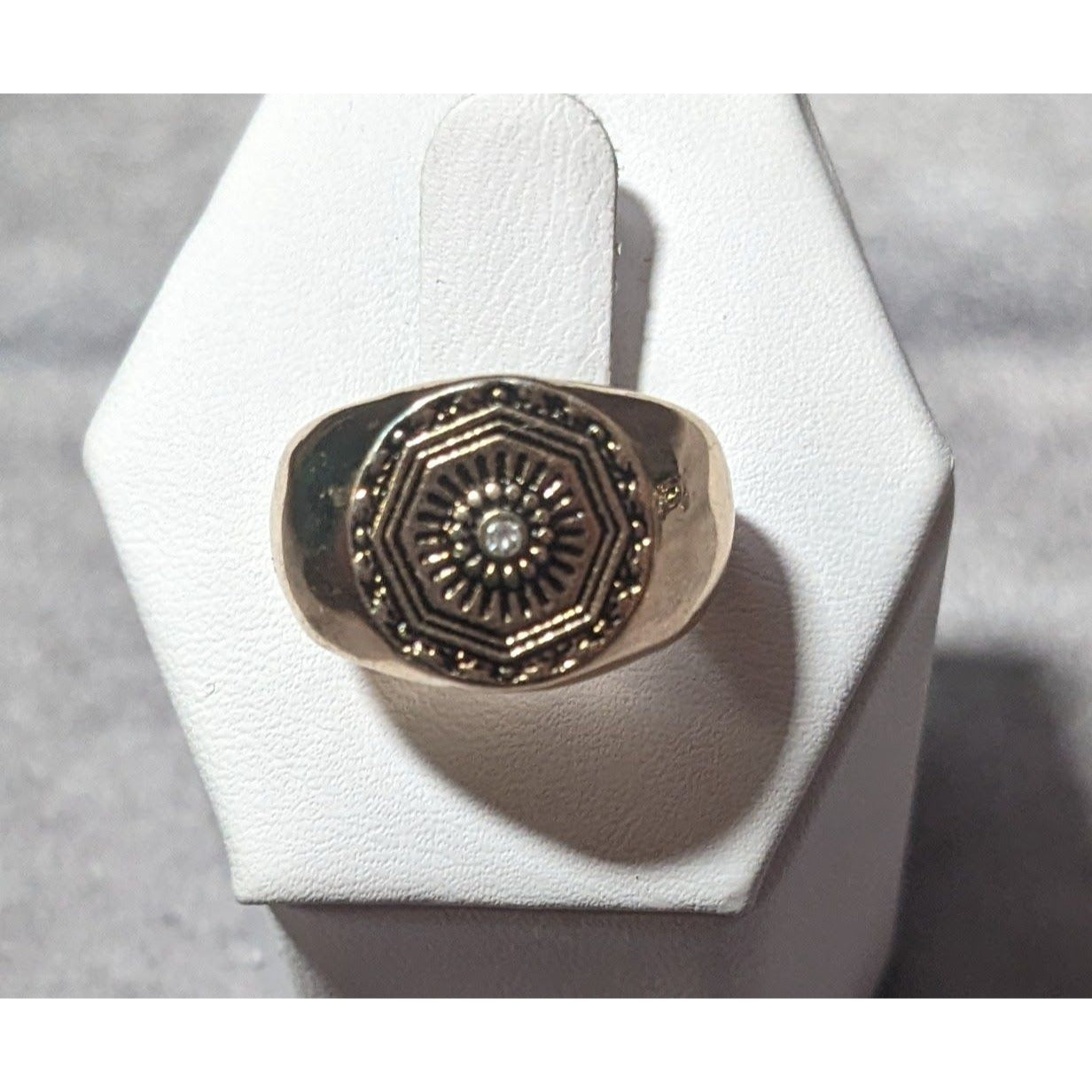 Celestial Sun Gold Tone Signet Ring Size 5 1/2