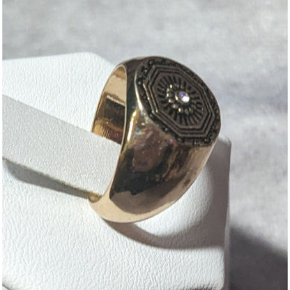 Celestial Sun Gold Tone Signet Ring Size 5 1/2