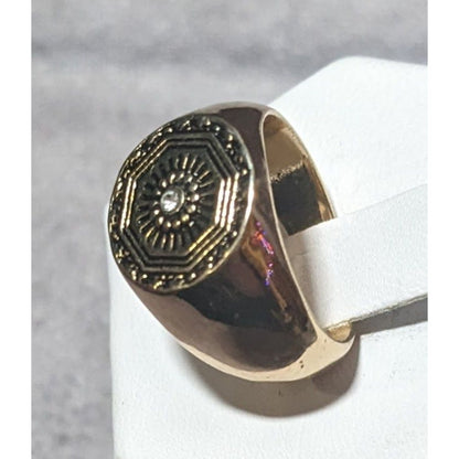 Celestial Sun Gold Tone Signet Ring Size 5 1/2