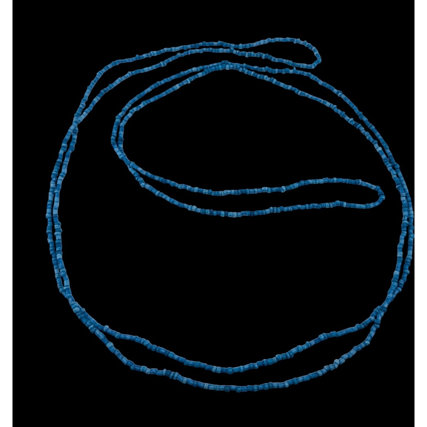 Minimalist Blue Glass Beaded Necklace 59 Inches