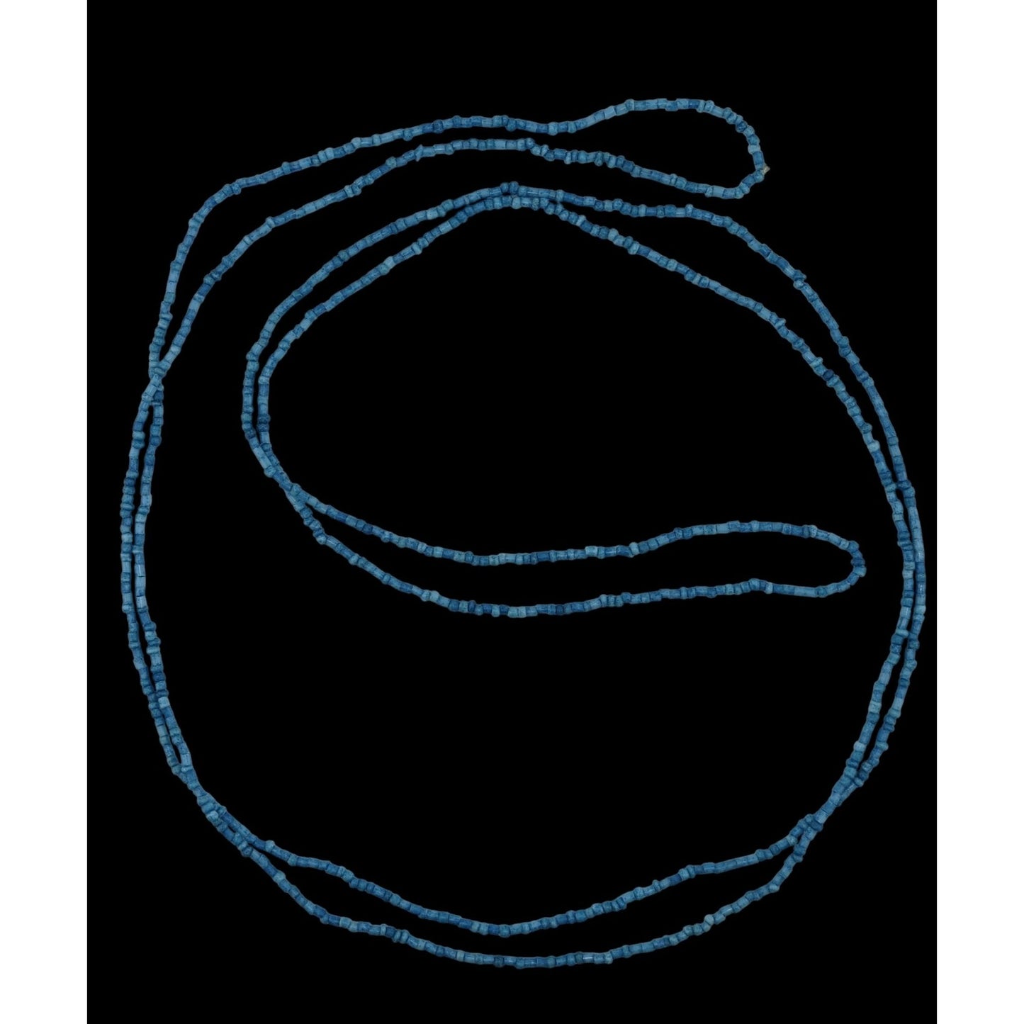 Minimalist Blue Glass Beaded Necklace 59 Inches