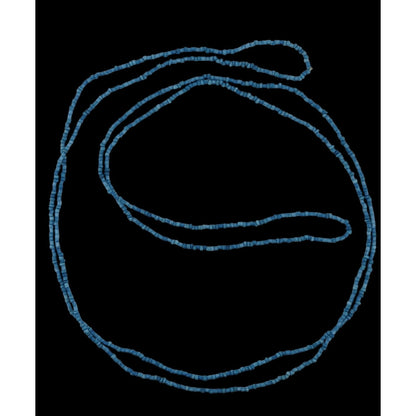 Minimalist Blue Glass Beaded Necklace 59 Inches