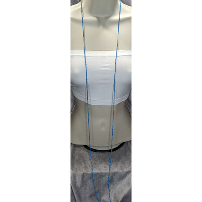 Minimalist Blue Glass Beaded Necklace 59 Inches