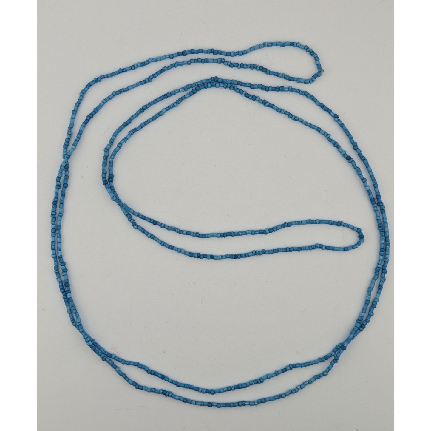 Minimalist Blue Glass Beaded Necklace 59 Inches