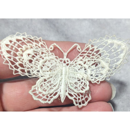 Vintage White Crochet Lace Butterfly Brooch