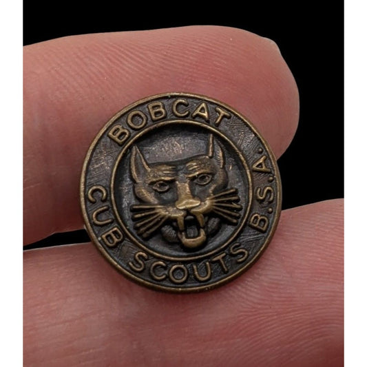 Vintage Bobcat Cub Scouts Lapel Pin Bronze Tone BSA Collectible Scout Badge