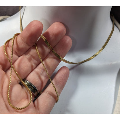 Simple Elegant Gold Tone Flat Chain Necklace