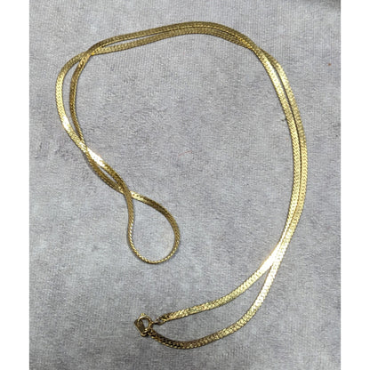Simple Elegant Gold Tone Flat Chain Necklace