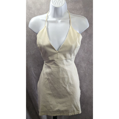 Windsor Lace Back Halter Mini Dress In Ivory With Gold Zipper Closure Size Large