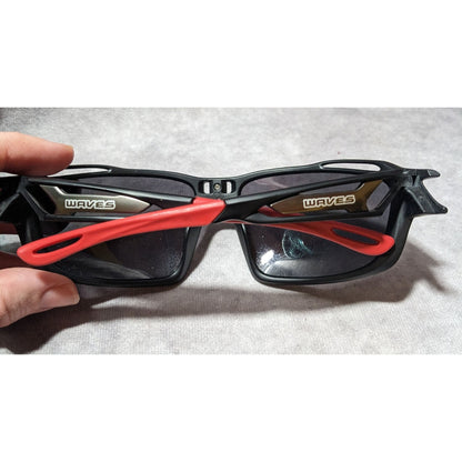 Waves 90s Style Black And Red Sporty Sunglasses