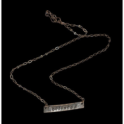 Rustic Beloved Hand Stamped Antiqued Copper Tone Necklace