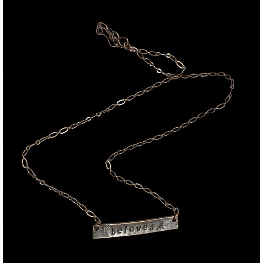 Rustic Beloved Hand Stamped Antiqued Copper Tone Necklace