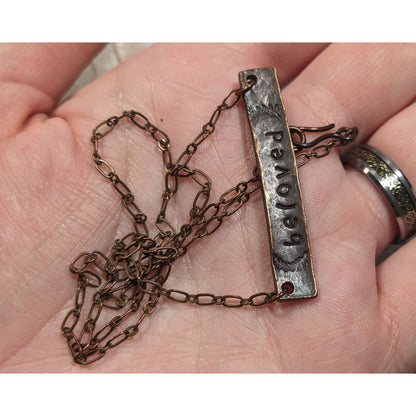 Rustic Beloved Hand Stamped Antiqued Copper Tone Necklace