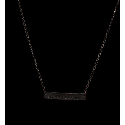 Rustic Beloved Hand Stamped Antiqued Copper Tone Necklace