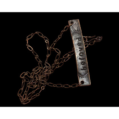 Rustic Beloved Hand Stamped Antiqued Copper Tone Necklace