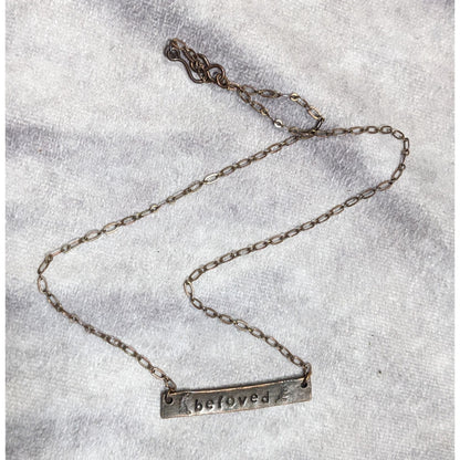 Rustic Beloved Hand Stamped Antiqued Copper Tone Necklace